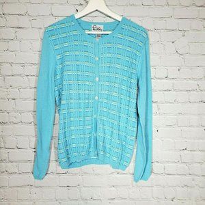 Lilly Pulitzer Vintage Blue Yellow White Cardigan